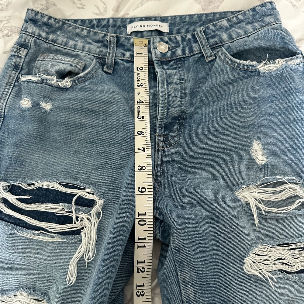 Flying Monkey Distressed High Rise Ripped Light Blue Jeans - Picture 8 of 10